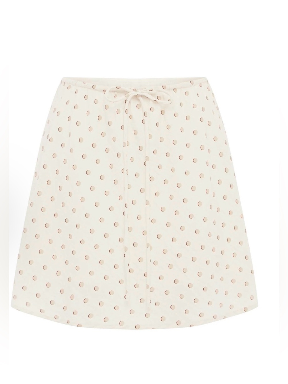 Rowie the Label Cream A-Line Skirt with Pink Polka Dots